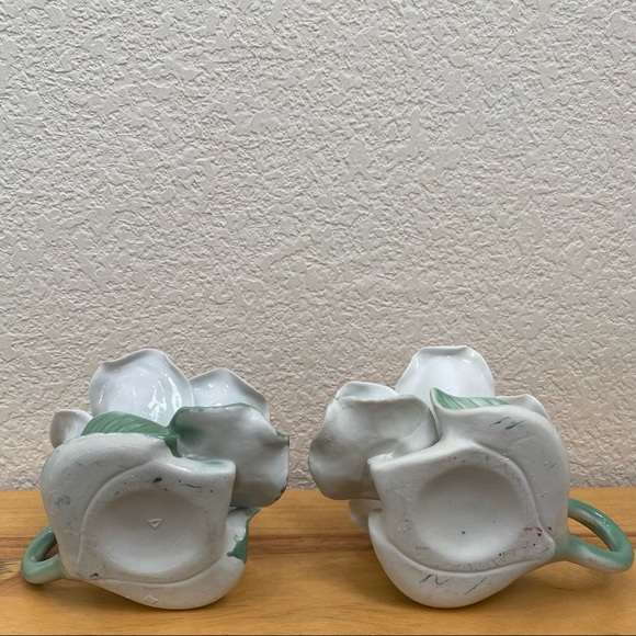 Pair of Ceramic Rose Flower Candle Holders - Picture 8 of 16